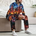 thumbnail image 6 of KLL Magical Stained Glass Castle Sleepwear Mens Flannel Pajamas,Long Cotton Pj Set, 6 of 7