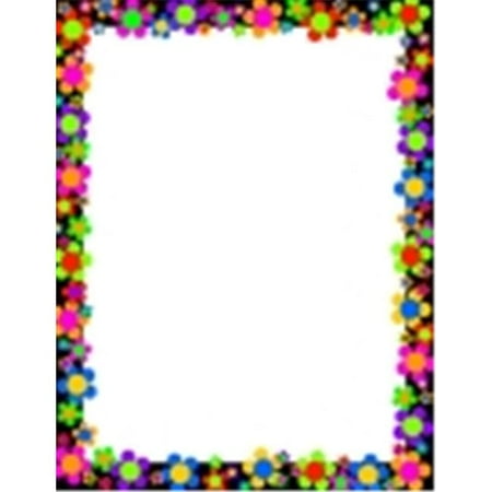 Decorative Computer Paper - Barker Creek 8.5 x 11 in. Neon Flower Power Design Decorative Computer Paper, 50 Sheets Of High Quality, Pack - 50