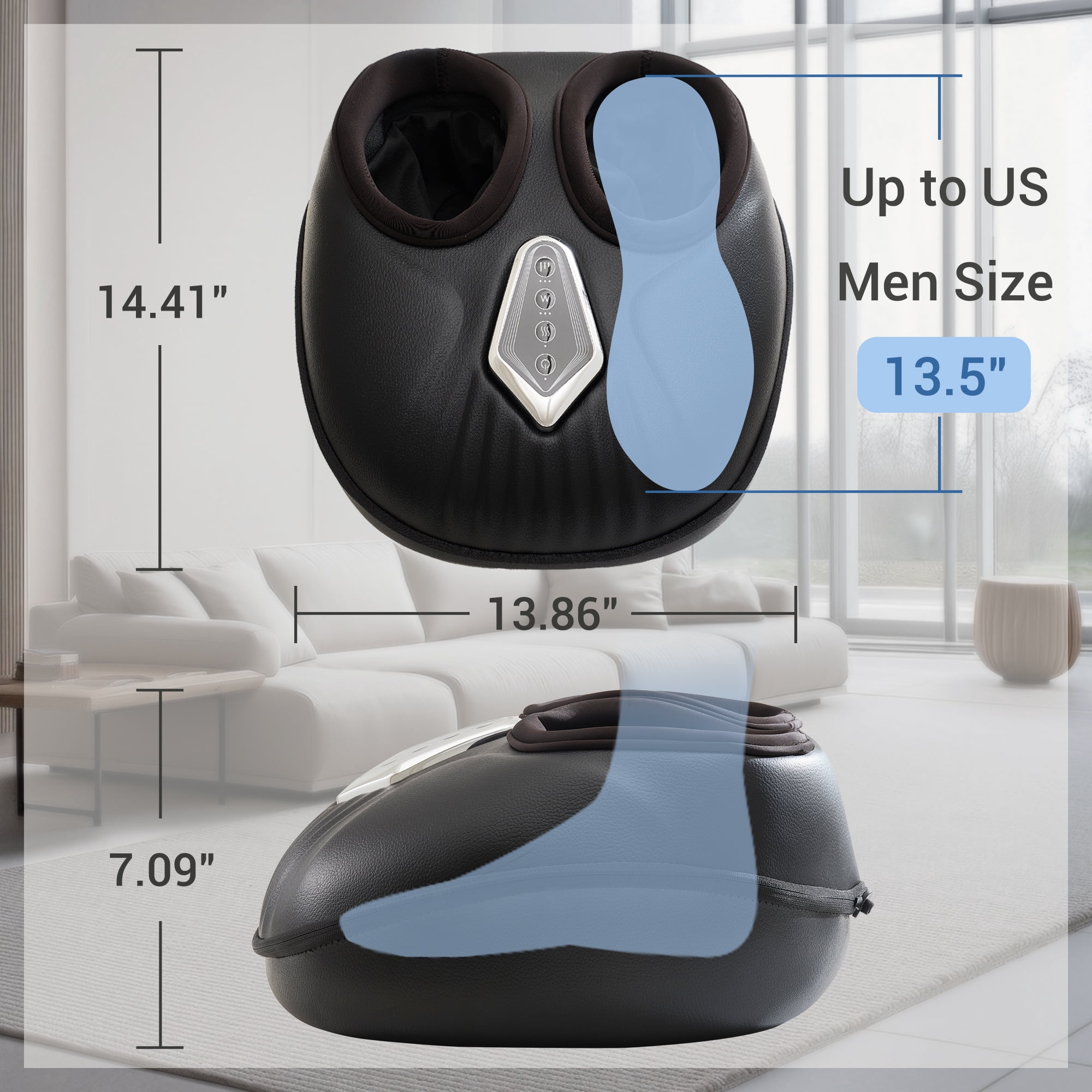 Foot Massager Gifts for Father's Day with Heat and Compression, Shiatsu Feet Massager, Fits Up to Men Size 13.5, Black