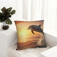 thumbnail image 6 of Fuzoiu Sunset Dancing Dolphin A Print Square Pillow Cover,Hidden Zipper Design,Luxury Square Pillow Case, Throw Pillow,Couch Cushion-16"x16", 6 of 7