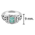 thumbnail image 4 of Modern Filigree Embrace Peace Symbol Green Turquoise Sterling Silver Ring for Female Anniversary Size -7, 4 of 5