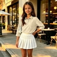 thumbnail image 6 of School Shirts for Girls Polo Shirt with Collared Short Sleeve Uniform Tops Summer Casual Kids Clothes Beige,3-4 Years, 6 of 7