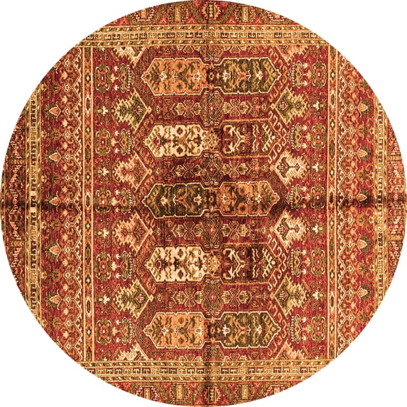 Ahgly Company Indoor Round Abstract Orange Modern Area Rugs, 4' Round