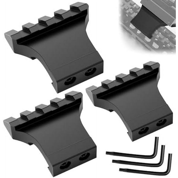 Supports de Rail Déportés à 45 Degrés, Support de Rail de Picatinny Déporté Profil Bas Tisser Adaptateur de Rail Incliné en Aluminium et Clé Allen 3 Pack-4 Fentes 3 Pack-4 Fentes