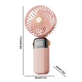 thumbnail image 3 of Portable Handheld Fan, USB 3 in 1 Multifunction Personal Travel Fan with Digital Display, 90° Foldable Desk Fan, 5 Speed Lash Fan for Makeup/Office, Pink, 3 of 7