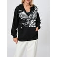 thumbnail image 4 of Arvbitana Women's Autumn Casual Sweatshirt Loose Pullover Zip Up Hooded Jacket Long Sleeve Wing Print Fashion Outerwear, 4 of 9