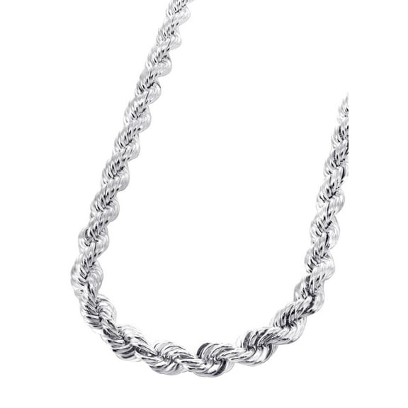 White Gold Chain - Womens Solid Rope Chain 10K/14K Gold