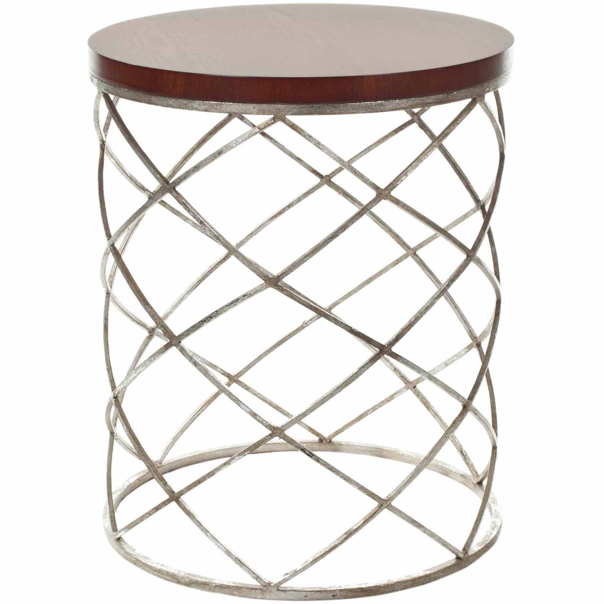 SAFAVIEH Phoebe Silver Ribboned Round Accent Table, Cherry