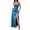 Blue, variant on TAGOLD Womens Camis Sleeveless V-Neck Dress Solid Color Satin Slit Backless Summer Outfit