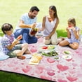 thumbnail image 4 of Beach Blanket Waterproof Picnic Blankets Sandproof Large Mat with Drawstring Bag Camping Grass Travel Hiking Park 78"x78" Pink Loving Heart, 4 of 6