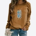 thumbnail image 2 of Fimkaul Women's Sweatshirt Hoodies Winter Fall Plus Size Long Sleeve Casual Tops Feather Print Fashion Top Sweatshirts, 2 of 4