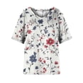 thumbnail image 6 of Women Summer Casual V Neck Tops Floral Print Short Sleeve Shirts Fashion Dressy Loose Comfy Blouse Lightweight, 6 of 7