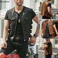 thumbnail image 2 of Nuevas llegadas de moda de los hombres de cuero de la PU de la motocicleta chaleco tendencia de estilo coreano sin mangas cuello redondo chaleco con cremallera chaqueta hombres guapos ropa, 2 of 5
