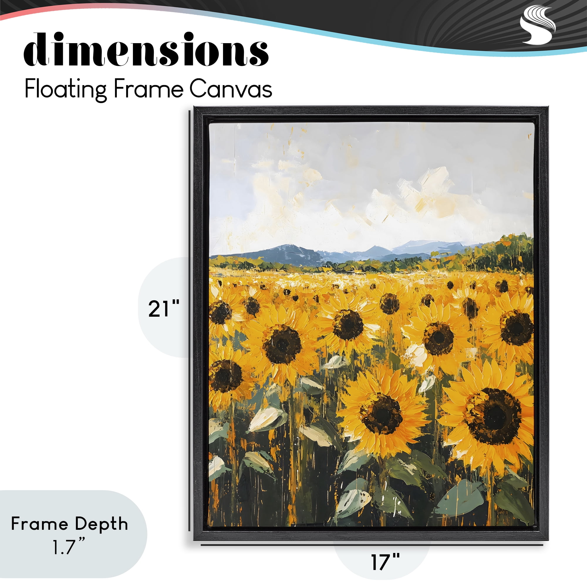 Stupell Industries Beautiful Sunflowers in Field Black Framed Floater Canvas Wall Art, design by Creative Studio