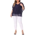 thumbnail image 2 of Agnes Orinda Plus Size Mother's Day Blouse for Women Floral Pattern Batwing Sleeve Beach Cover Loose Tunic Shirt Tops 2X Purple, 2 of 6