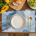 thumbnail image 4 of Blue Marble Placemats Set of 4, Summer Ocean Wave Blue Ombre Placemats for Dining Table, Place Mats for Kitchen Tabletop, Waterproof Wipeable Dining Table Mats Set, 4 of 9