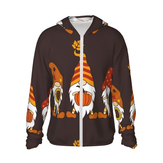 Fotbe Fall Gnomes Chaqueta con Protección Solar UPF 50+ para Hombre y Mujer, Camisa con Capucha y Bolsillos-3X-Large