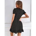 thumbnail image 2 of Polka Dot Print Belted Wrap Dress with Puff Sleeves and Ruffle Hem, 2 of 6
