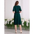 thumbnail image 5 of DARING DIVA Women's Short Sleeve Pleated Casual A-Line Midi Dress S Lake Green, 5 of 7