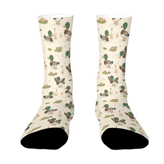 Cute Mallard Duck Funny Novelty Crew Socks for Women Men Sports