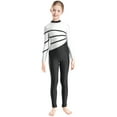 thumbnail image 3 of Yartina Girls Full Body Mock Neck Long Sleeve Full Length Bodysuit Gymnastics Dance Leotard Unitards White 6, 3 of 7