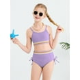 thumbnail image 3 of GYRATEDREAM Girls 2 Piece Swimsuit Woven Color Block Welt Adjustable Straps Swimwear Top High Waisted Bottom Bikini Sets Bathing Suits, 3 of 9