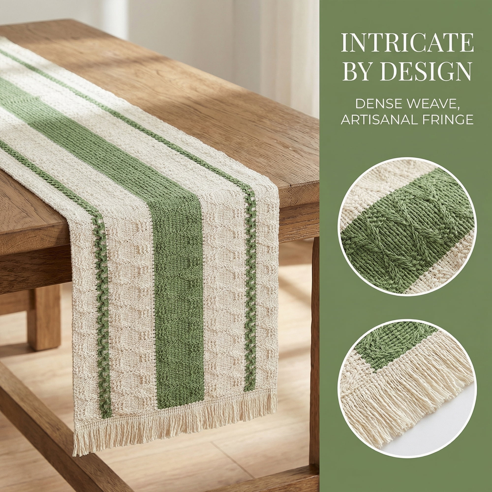 Unique Bargains Farmhouse Polyester Table Runner for Birthday Decoration Green 11.8"x63"