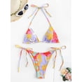 thumbnail image 4 of Bikini ZAFUL Triangle Halter de 2 piezas para mujer, morado y floral, 4 of 6