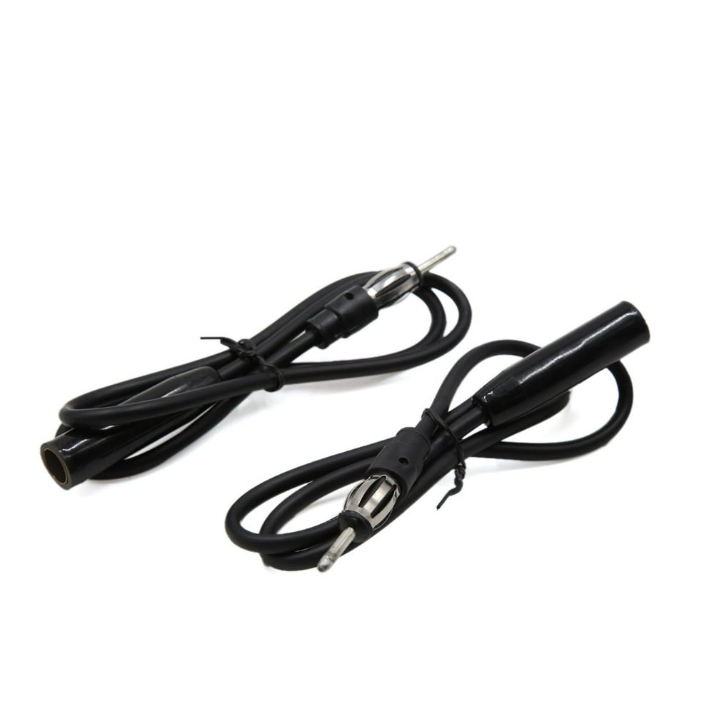 2pcs 68cm Black Car Auto Stereo FM Radio Antenna Connector Extension