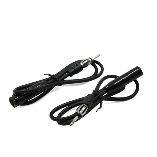 2pcs 68cm Black Car Auto Stereo FM Radio Antenna Connector Extension Cable