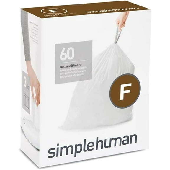 simplehuman Code F Custom Fit Drawstring Trash Bags in Dispenser Packs, 30 Liter / 8 Gallon, White – 240 Liners