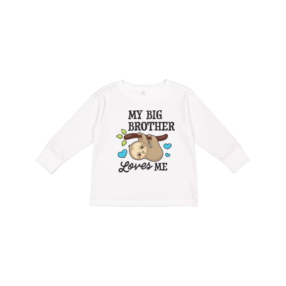 Inktastic My Big Brother Loves Me with Sloth and Hearts Boys or Girls Long Sleeve Toddler T-Shirt