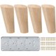 thumbnail image 1 of Patas de madera oblicuas para muebles de 5 pulgadas, patas de mesa redondas de madera natural de 4 piezas La Vane con tornillos y protector de piso para muebles de bricolaje, sofá, sillón, cama, sill, 1 of 5