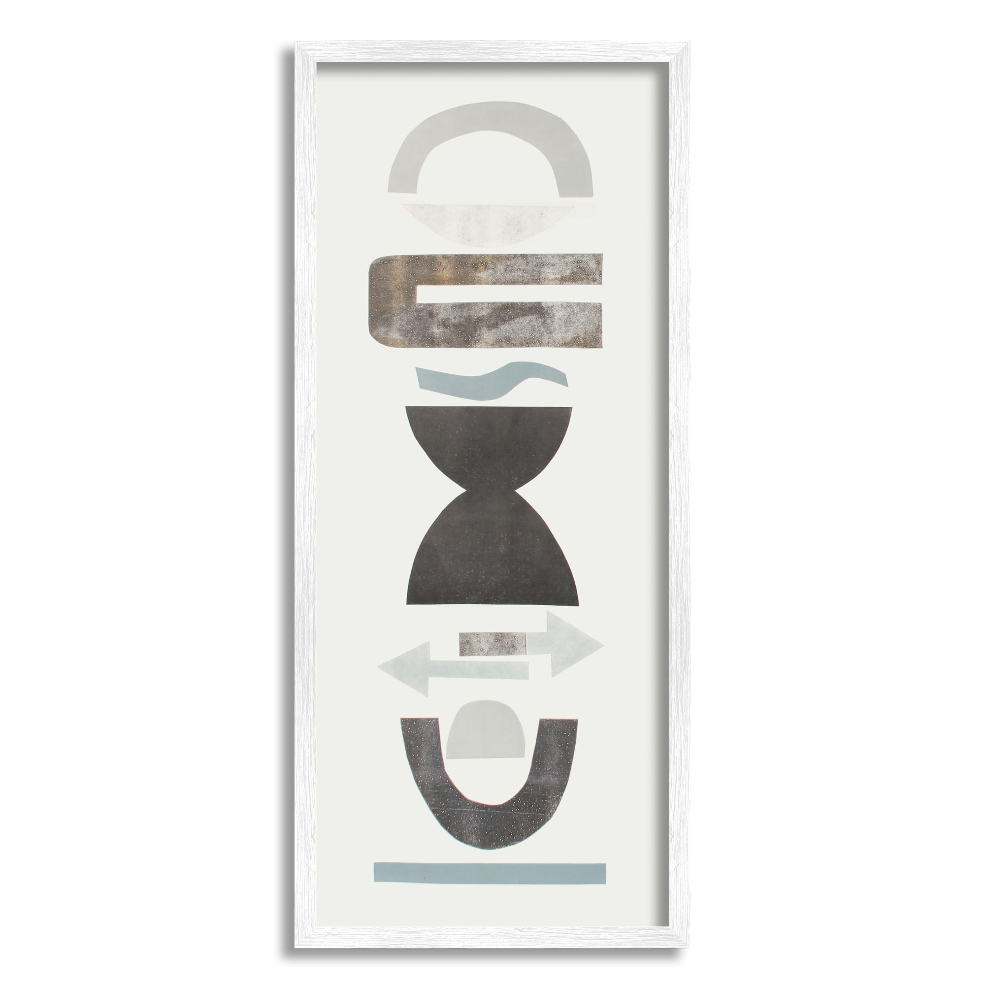 Stupell Industries Bohemian Totem Shapes Stacked Arrows Arches Abstract Painting Black Framed Art Print Wall Art, 10 x 24