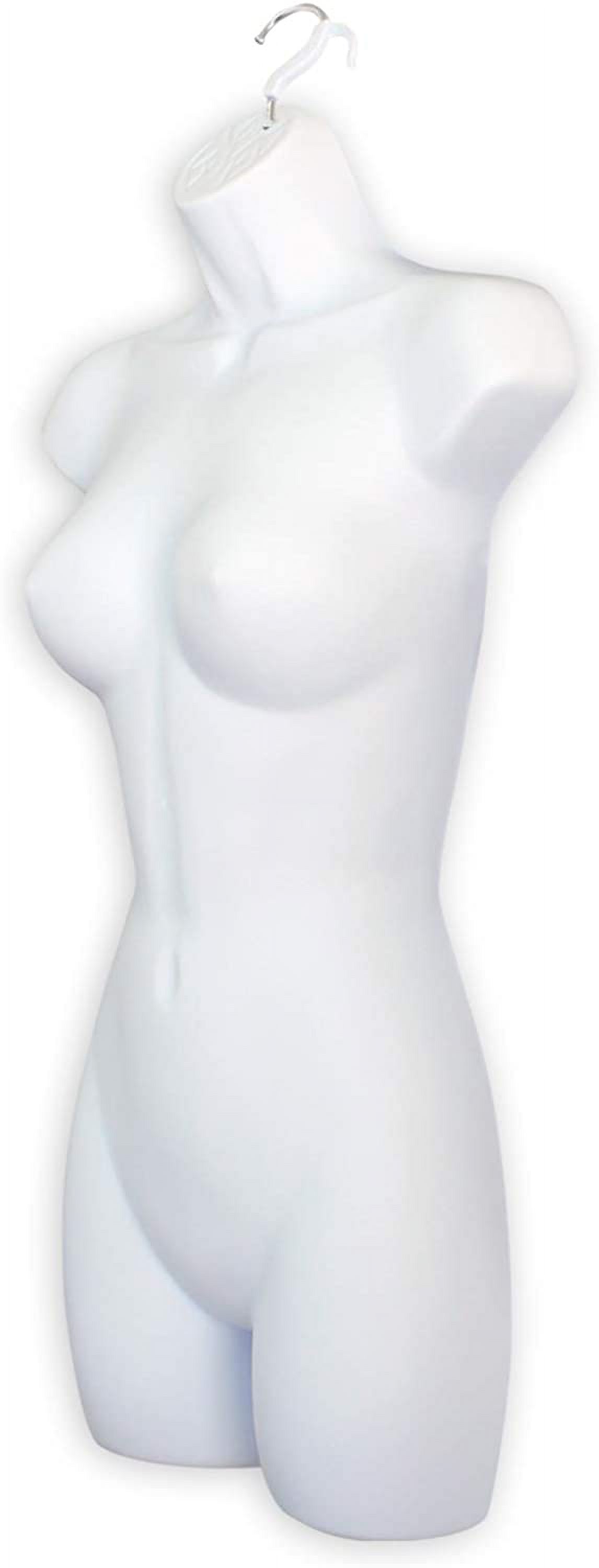 3 White Mannequin Forms - Male Female & Child Torso Set & Hanging Hook, S-M Sizes