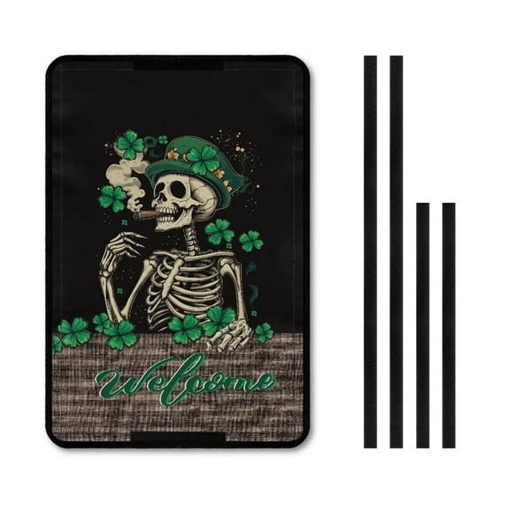 XYZCANDO Green Hat Skull RV Door Window Shade Clover RV Sun Shade St. Patrick's Day RV Decor Easy to Install Foldable Camper Blinds for Travel Trailers RV Insulated Window Covers Black