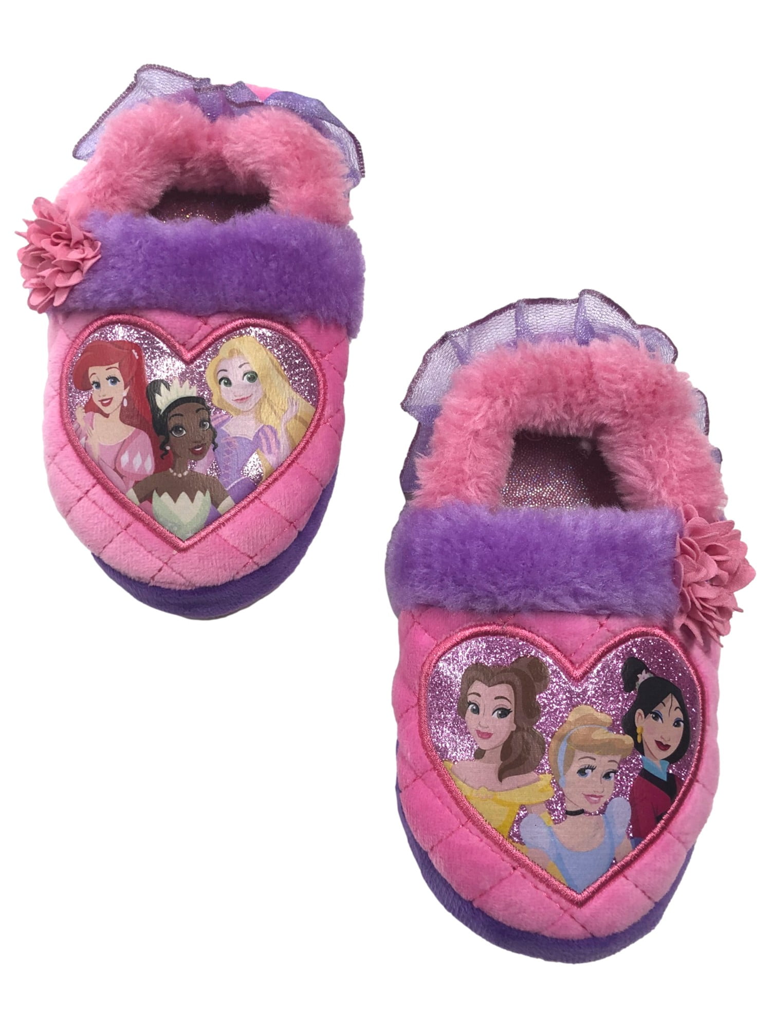 Disney Princess Toddler Girls Pink Belle Tiana Ariel Slippers Shoes 78