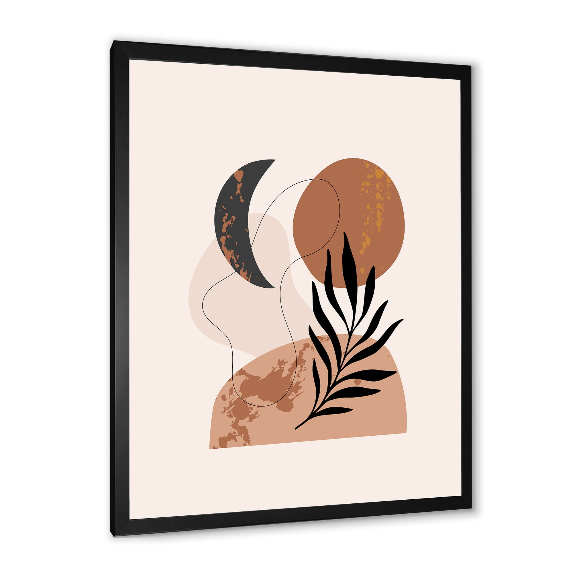 Designart 'Sun and Moon Shapes In Retro Terracotta Tones I' Modern Framed Art Print