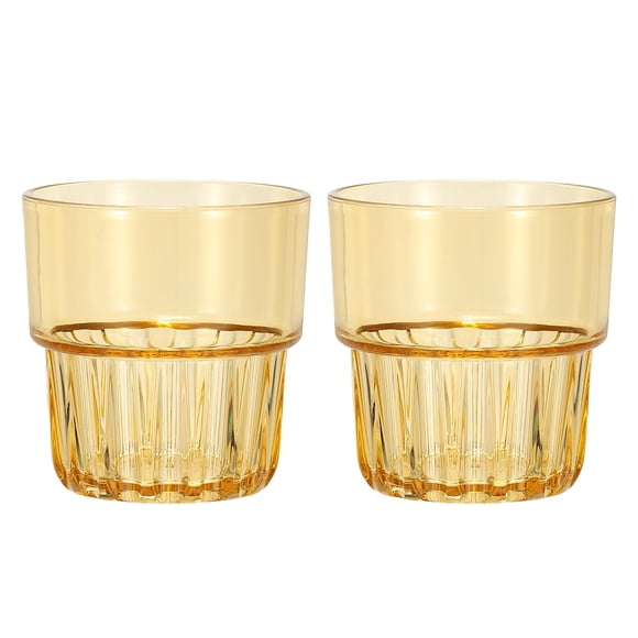 Vasos de plástico reutilizables transparentes Uxcell, set de vasos de 6.8oz, taza de agua de plástico irrompible apilable para cerveza, cóctel, agua, jugo, whisky (Naranja, 2 piezas)