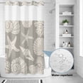 thumbnail image 2 of No Hook Shower Curtain, Grey Starfish Coastal Shower Curtains for Bathroom with See Through Top Window, Shell Coral Summer Beach Nautical Ocean Waterproof Bath Curtain Stand Up Stall 36"x72", 2 of 9