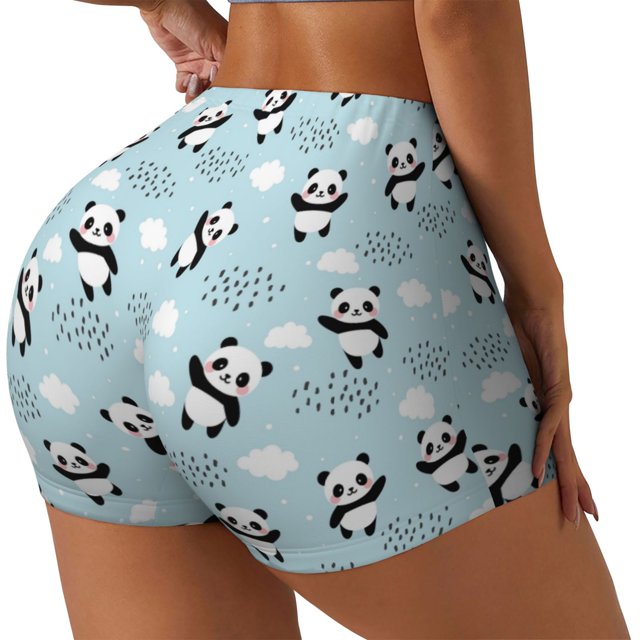 Fotbe Cute Panda Bear Shorts Sin Costuras – Shorts Deportivos de Cintura Alta para Mujer, Elásticos para Gimnasio, Yoga, Running o Ciclismo-XX-Large