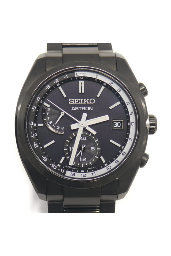 Pre-Owned SEIKO ASTRON SBXY019 Solar Radio-Controlled Titanium Watch with Black Dial