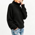 thumbnail image 5 of Rexolia Women's Turtleneck Cable Knit Sweater Chunky Oversized Long Sleeve Fall Black L, 5 of 6