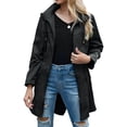 thumbnail image 2 of Women Waterproof Light-Weight Rain Jacket Active Outdoor Hooded Long Sleeves Raincoat with Zipper Black XL, 2 of 9