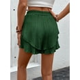 thumbnail image 2 of Pantalones cortos fluidos for mujer, falda pantalón estilo bohemio con volantes y mariposas, cintura alta, tela texturizada, doble capa, Color sólido, informal, 2 of 7