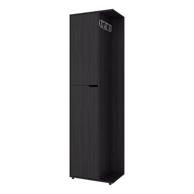 Tuhome Armoire de Rangement Austin avec 2 Portes et Porte-Balai en Blanc