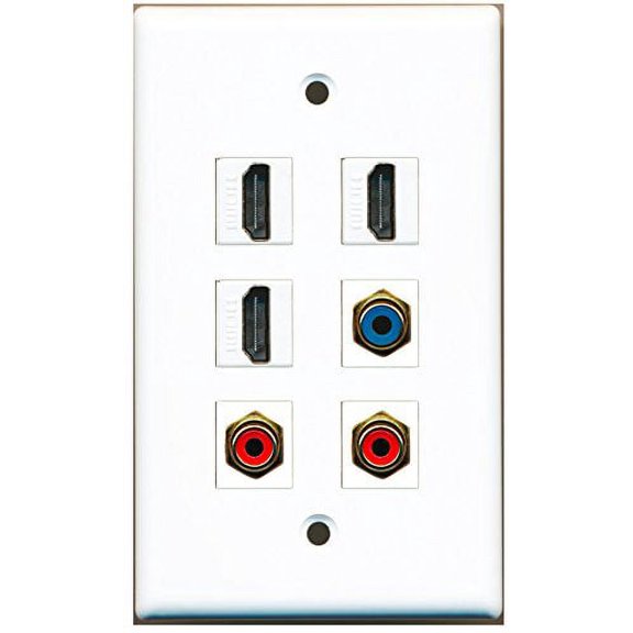 RiteAV - 3 HDMI 2 Port RCA Red 1 Port RCA Blue Wall Plate
