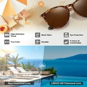 LINVO Round Polarized Tortoise Frame Brown Sunglasses for Women Men UV400 Vintage Retro Trendy Style