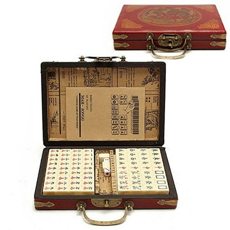 144pcs Portable Chinese Antique Mahjong Board Game Set Travel Entertainment Leisure Essentials