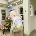 thumbnail image 4 of Polka Dots Color Blocking School Backpack, Lightweight Bag with Star Pendant, Cute Aesthetic Laptop Backpack for Outdoor Shopping Travel, Yellow, 4 of 7